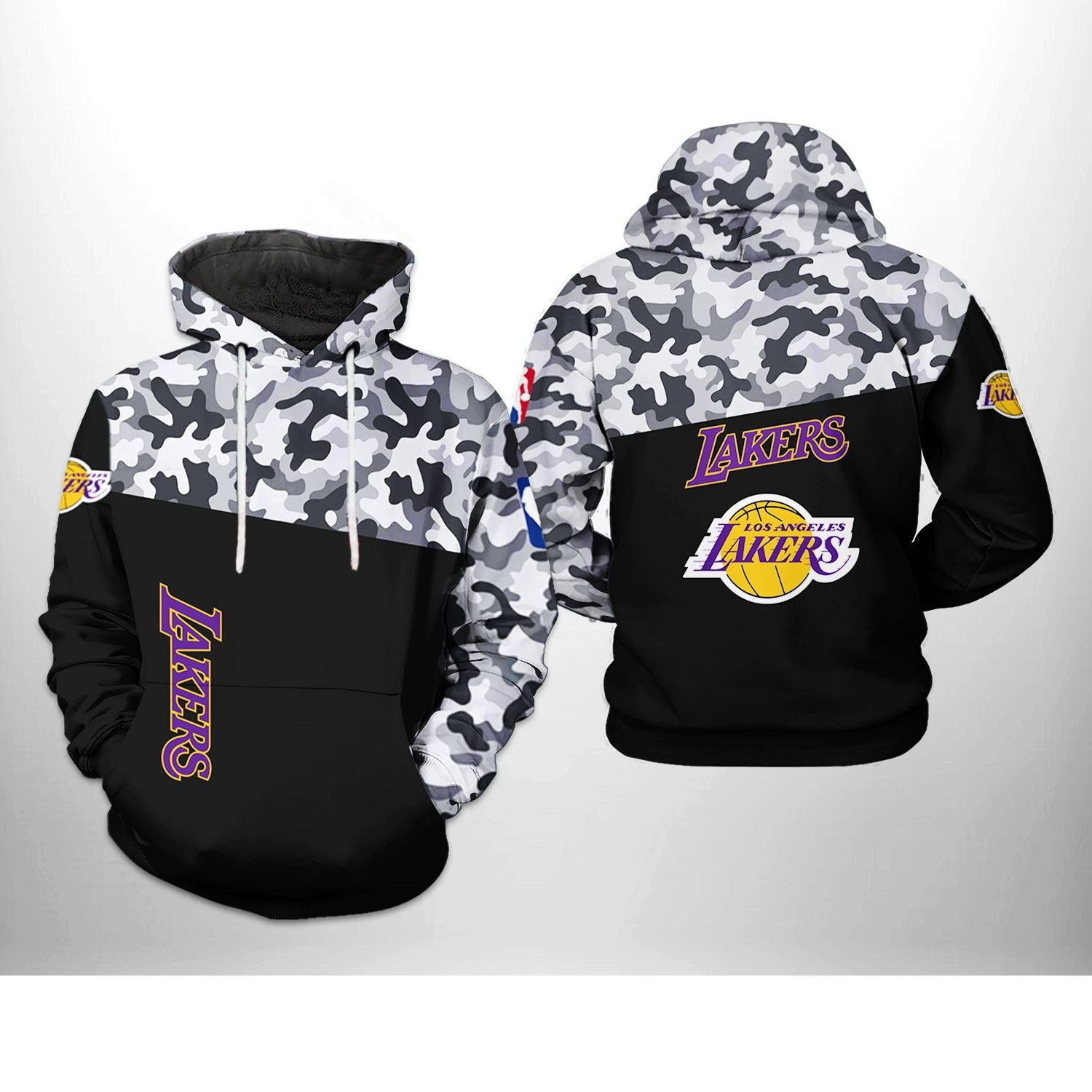 Men's Los Angeles Lakers Hugo Boss X Nba Black Camo Pullover Hoodie – Official Nba Sweatshirt